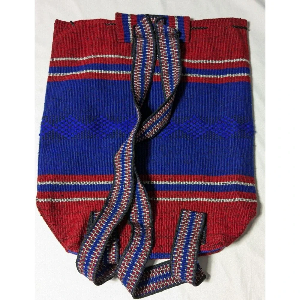 NEW ENGLAND PATROITS Red Blue Drug Rug‎ Mexican Baja Style Woven Backpack